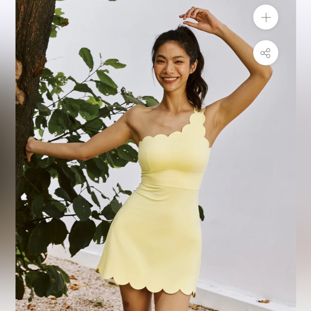 NEW WISKII One Shoulder Dynamic Dress in Lemon Size Small